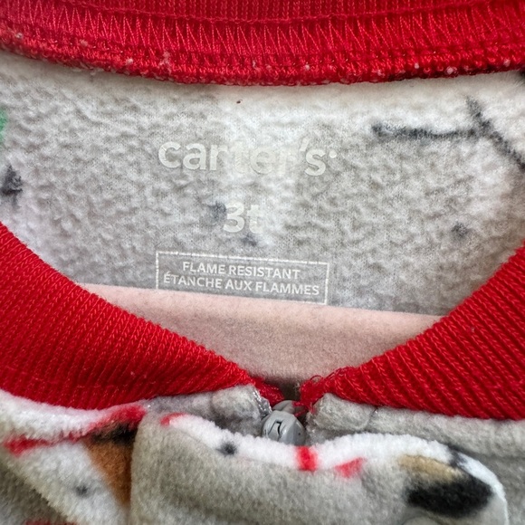 NWOT Carter’s 3T Unisex Christmas Dog Fleece Footie Long Sleeve Pajamas - Picture 4 of 4